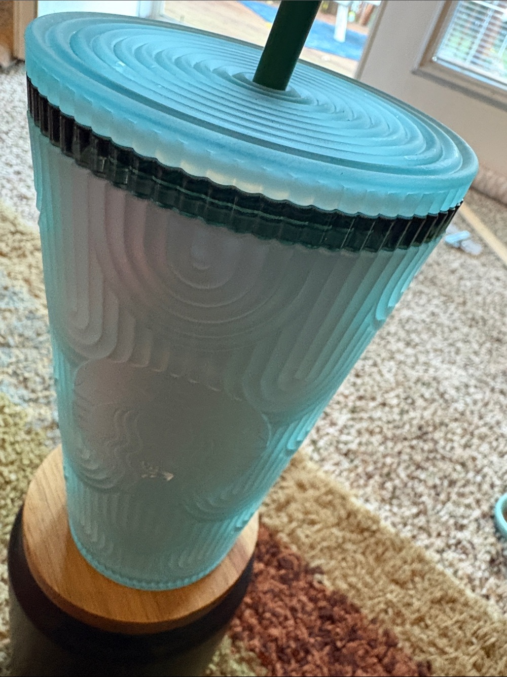 Starbucks Light Aqua Textured Travel Tumbler with Straw
